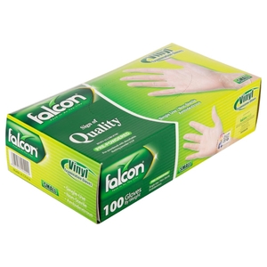 Falcon Vinyl Gloves With Powder Small 100 Pieces