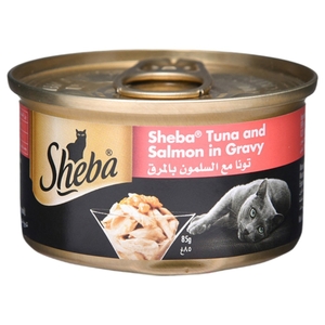 Sheba Flaked Tuna Topped With Salmon Cat Food 85G