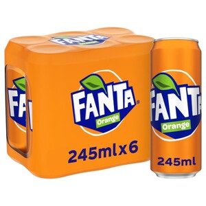 Fanta Soft Drink Orange Can 245Ml X6