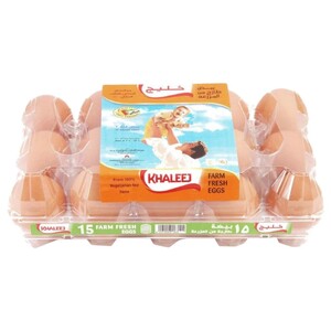 Khaleej Farm Fresh Medium Eggs 15 Pieces