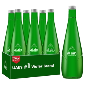 Al Ain Sparkling Glass Water Bottle 750Ml X6