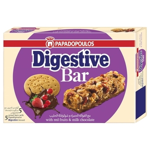 Papadopoulos Digestive Bar Red Fruits & Milk Chocolate 28G X 5