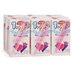 Kdd Uht Strawberry Flavoured Milk 125Ml X 6