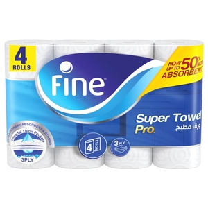 Fine Kitchen Towel Super Pro 3Ply 4 Rolls