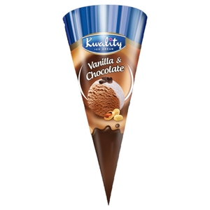 Kwality Ice Cream With Vanilla Chocolate Flavor Cone 110Ml