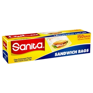 Sanita Sandwich Bags Embossed 150 Pieces