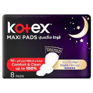 Kotex Maxi Pads Night With Wings 8 Pieces