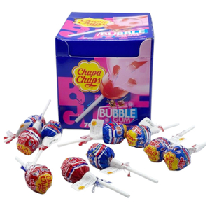 Chupa Chups Bubble Gum 70 Assorted Lollipops Cola & Cherry Flavour