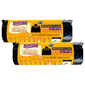 Enviro Guard Anti Bacterial Garbage Bag Black 67 Gallon 10 Pieces X2
