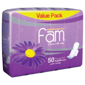 Fam Feminine Napkins Maxi Wings 50 Pieces