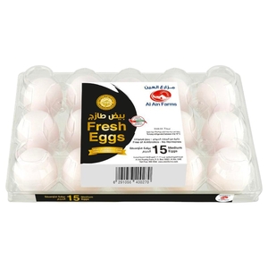 Al Ain Farms White Eggs Medium 15 Pieces