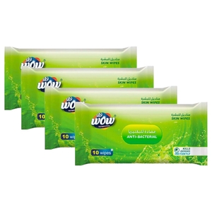 Wow Skin Wipes Anti Bacterial Regular X 4