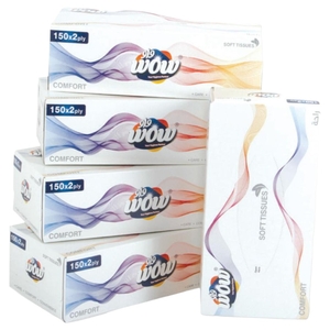 Wow Facial Tissue Comfort 2Ply 150 Pieces X5