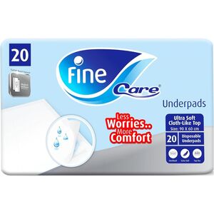 Fine Care Under Pads Ultra-Soft Cloth-Like Top Size 90 X 60 Cm - 20 Under Pads