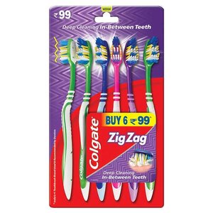 Colgate Toothbrush Zig Zag Medium 6 Pieces