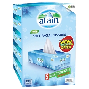 Al Ain Soft Facial Tissue 2Ply 150Pcs X 5