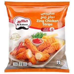 Al Kabeer Frozen Zing Chicken Strips Spicy 750G