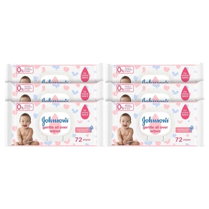 Johnson's Baby Gentle All Over Wipes 72 Pieces X6