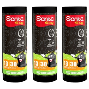 Sanita Bio Garbage 30Gallon 78Cm X 73Cm Tie Bag 13Pc X 3