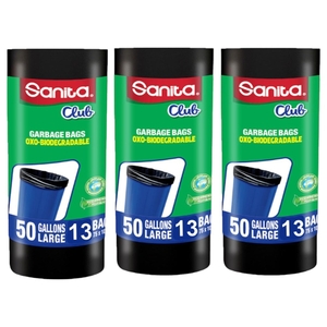 Sanita Bio Garbage 50 Gallon 85Cm X 78Cm Tie Bag 13 Pieces X3