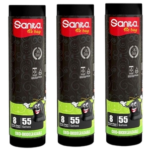 Sanita Bio Garbage 55Gallon 100Cm X 84Cm Tie Bag 8Pc X 3