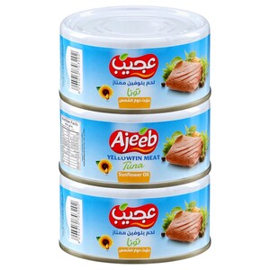 Ajeeb Yellowfin Tuna In Sunflower Oil 170G X3