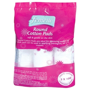 Femelle Round Cotton Pads 100Pc X 3