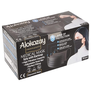 Alokozay Disposable Medical Black Face Mask 50 Pieces