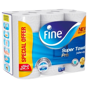 Fine Super Kitchen Towel Pro 3 Ply 60 Pieces X6