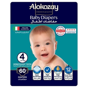 Alokozay Premium Baby Diapers Size 4 8-14Kg 60 Pieces