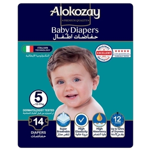 Alokozay Premium Baby Diapers Size 5 12-17Kg 14 Pieces