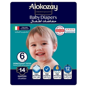 Alokozay Premium Baby Diapers Size 6 15+Kg 14 Pieces