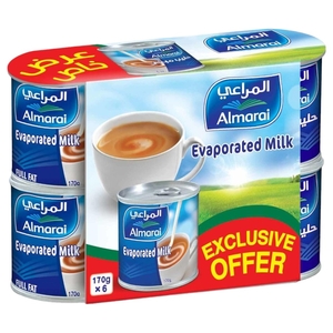 Almarai Original Evaporated Milk Full Fat 170G X 6