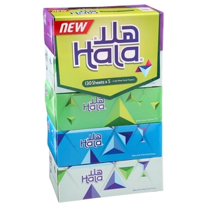 Hala Facial Tissue 2Ply 130'S X 5