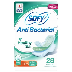 Sofy Anti Bacterial Slim Pad With Wings Large 28 Pads