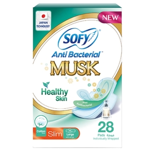 Sofy Anti Bacterial Musk Slim Pad With Wings Large 28 Pads