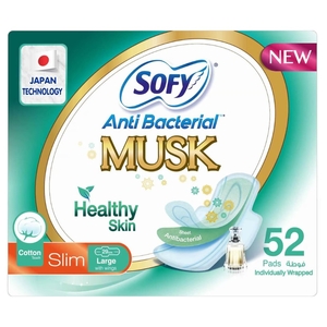 Sofy Anti Bacterial Musk Slim Pad With Wings Large 52 Pads