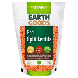 Earth Goods Organic Red Lentils 340G