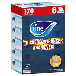Fine Facial Tissue Fluffy 170 Sheets X6