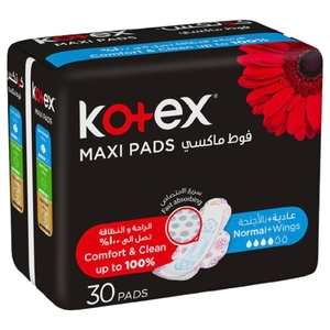 Kotex Maxi Pads Normal Wing 30 Pieces