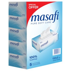 Masafi Facial Tissues 2 Ply 130 Sheets X5