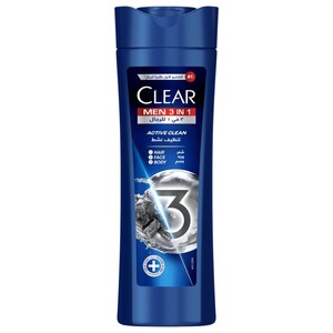 Clear Men 3 In 1 Shampoo Body And Face Wash With Activated Charcoal 200Ml