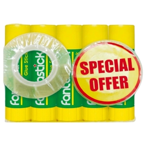 Fantastick Glue Stick 5 X 8G + Clear Tape 2Pcs