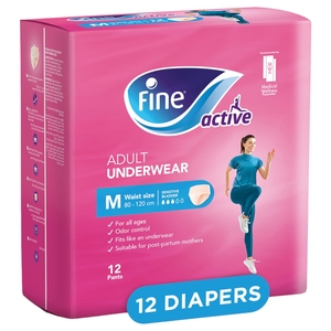 Fine Adult Diaper Pants Women Medium 12 Pieces