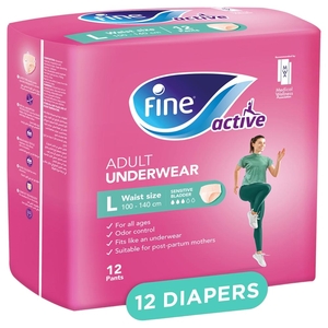 Fine Adult Diaper Pants Women Large 12 Pieces