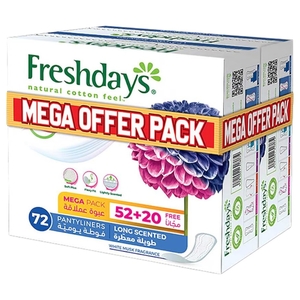 Freshdays Panty Liners Long Scent 52+20Pcs X 2