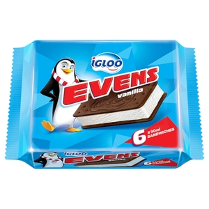 Igloo Evens Ice Cream Sandwich Vanilla 90Ml X6