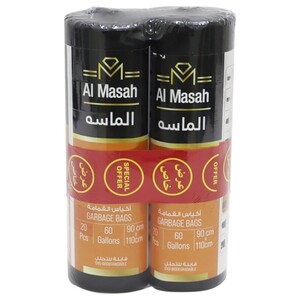 Al Masah Garbage Bag Black 90X110cm 20 Pieces X2