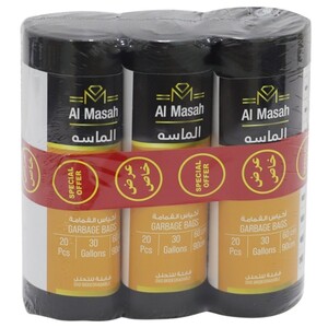 Al Masah Garbage Bag Black 60X90cm 20 Pieces X3