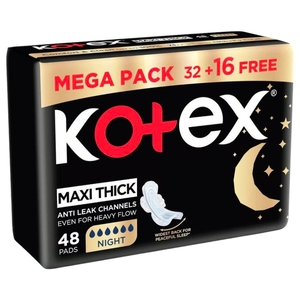 Kotex Pads Maxi Thick With Wing Night 32Pc + 16Pc
